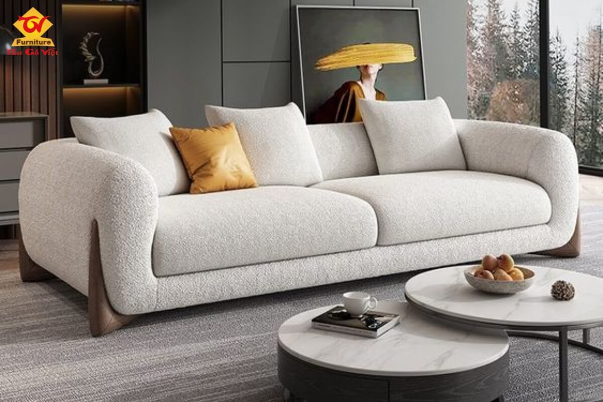 Thiết kế ghế sofa gỗ phòng khách theo phong cách hiện đại