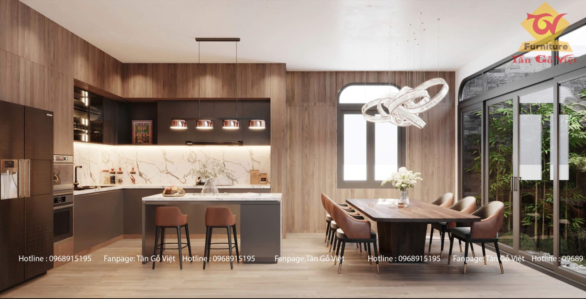 Phong cách hiện đại cho nội thất gỗ phòng bếp