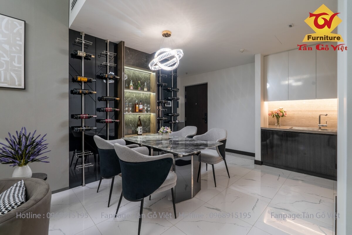 Khu vực bếp kết hợp bàn ăn phong cách Modern Luxury