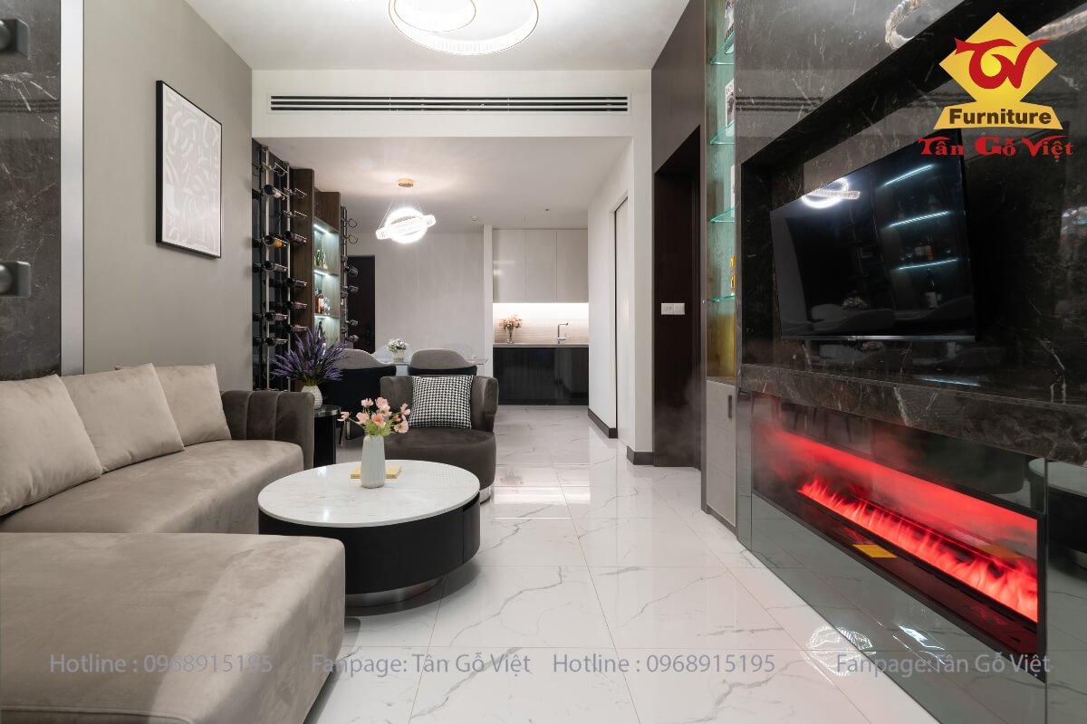 Thi công nội thất phòng khách hiện đại sang trọng