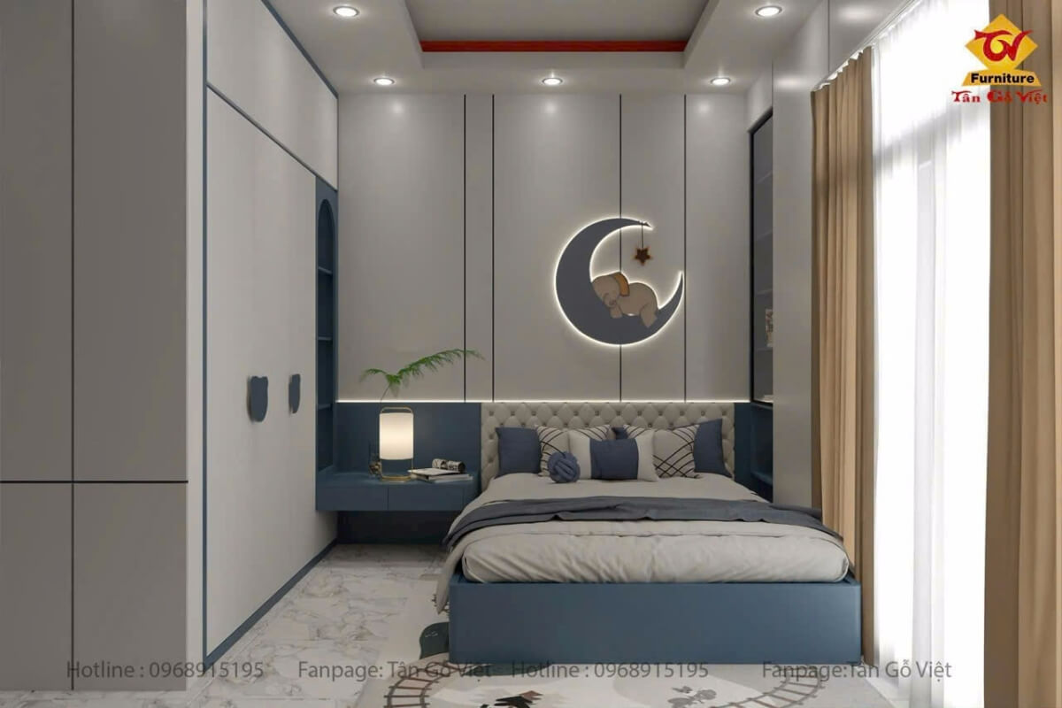 Xinh đẹp thiết kế phòng ngủ cho 2 bé trai và gái
