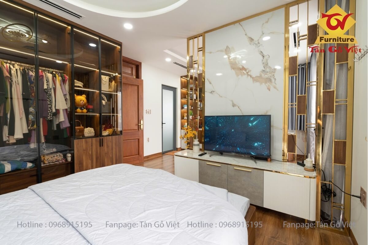 Đầy đủ tiện nghi trong nội thất phòng ngủ hiện đại