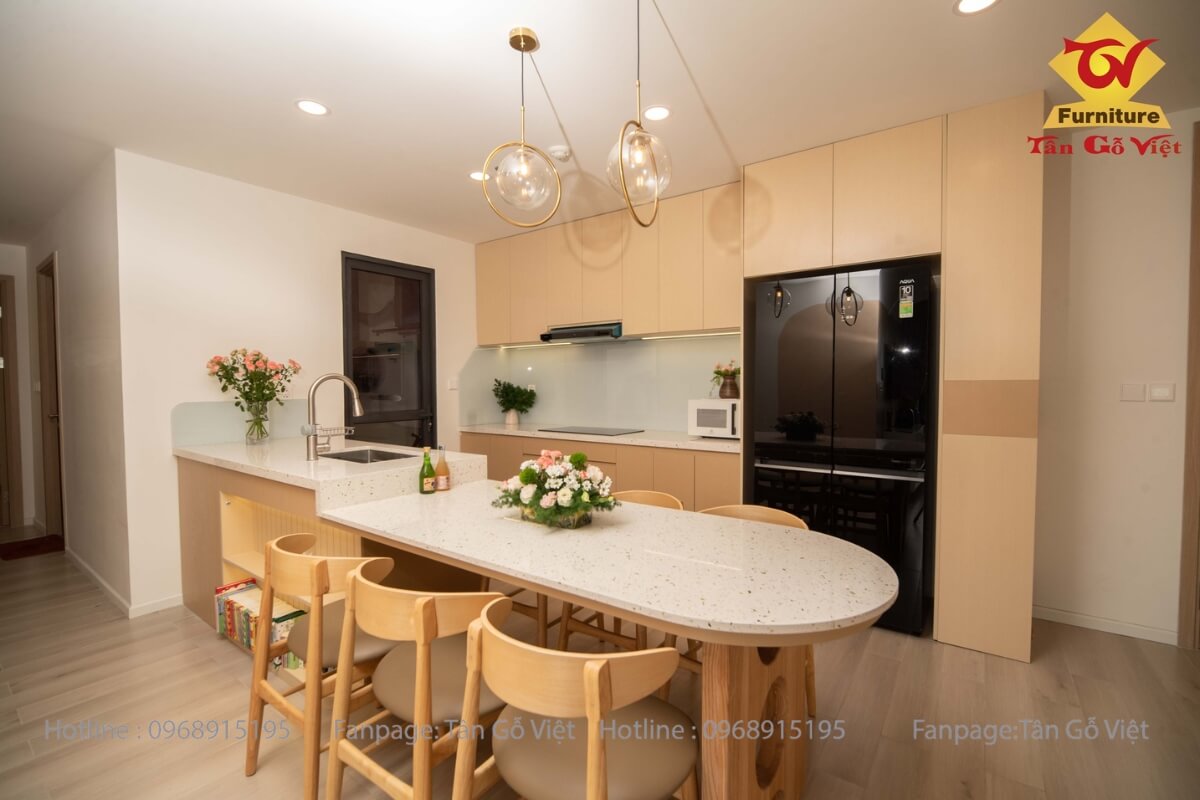 Không gian phòng bếp gọn gàng hiện đại