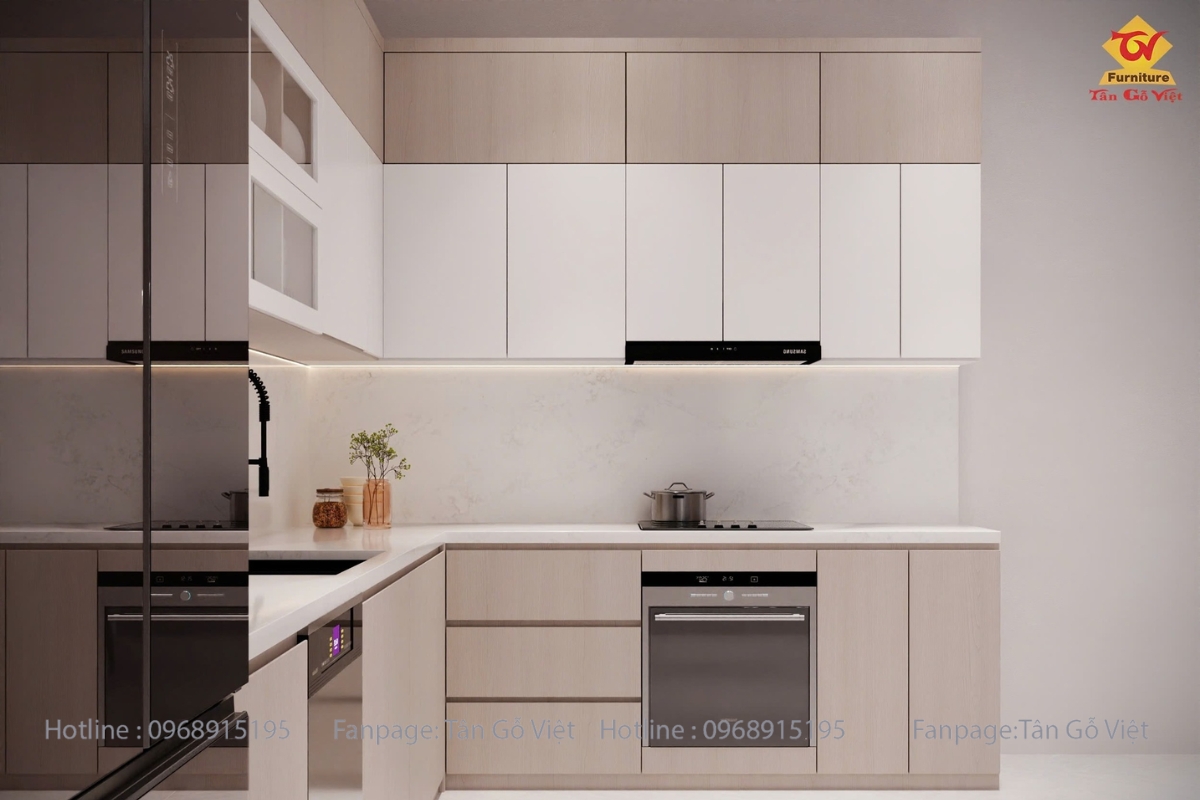 Thi công tủ bếp gỗ công nghiệp hiện đại sang trọng