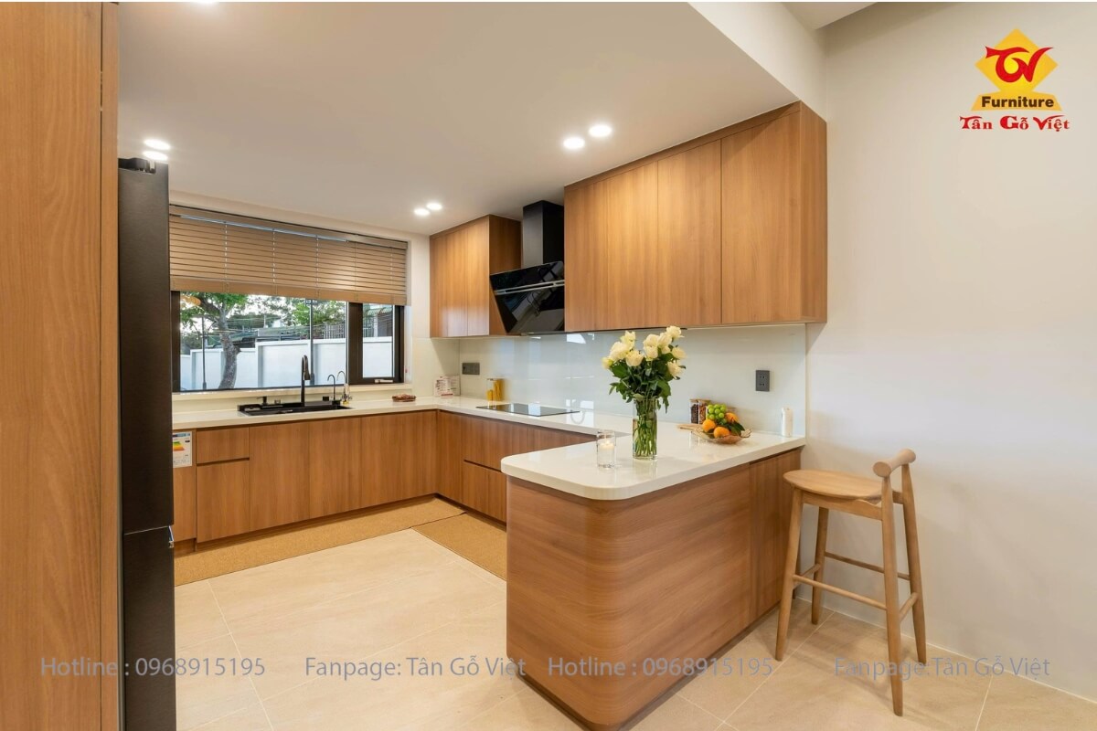 Thiết kế thi công nội thất phòng bếp villa