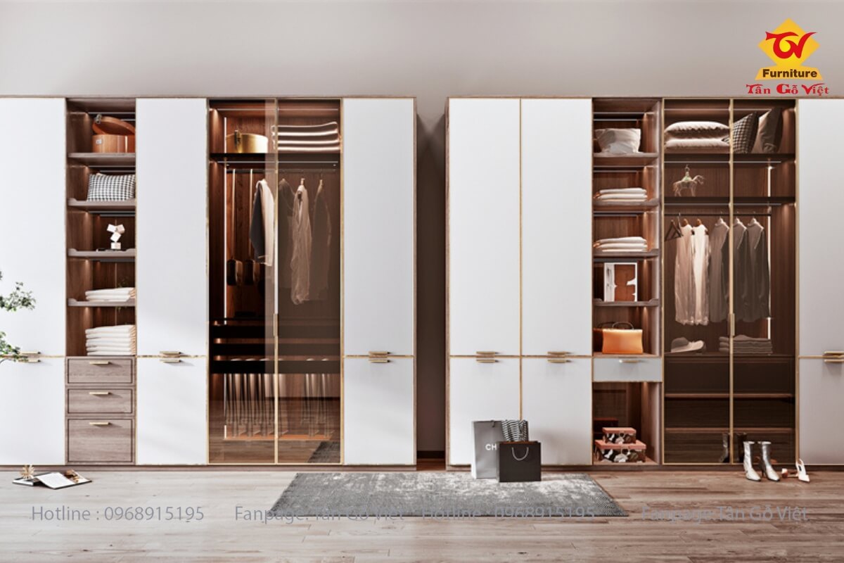 Các mẫu tủ quần áo gỗ công nghiệp MDF phổ biến