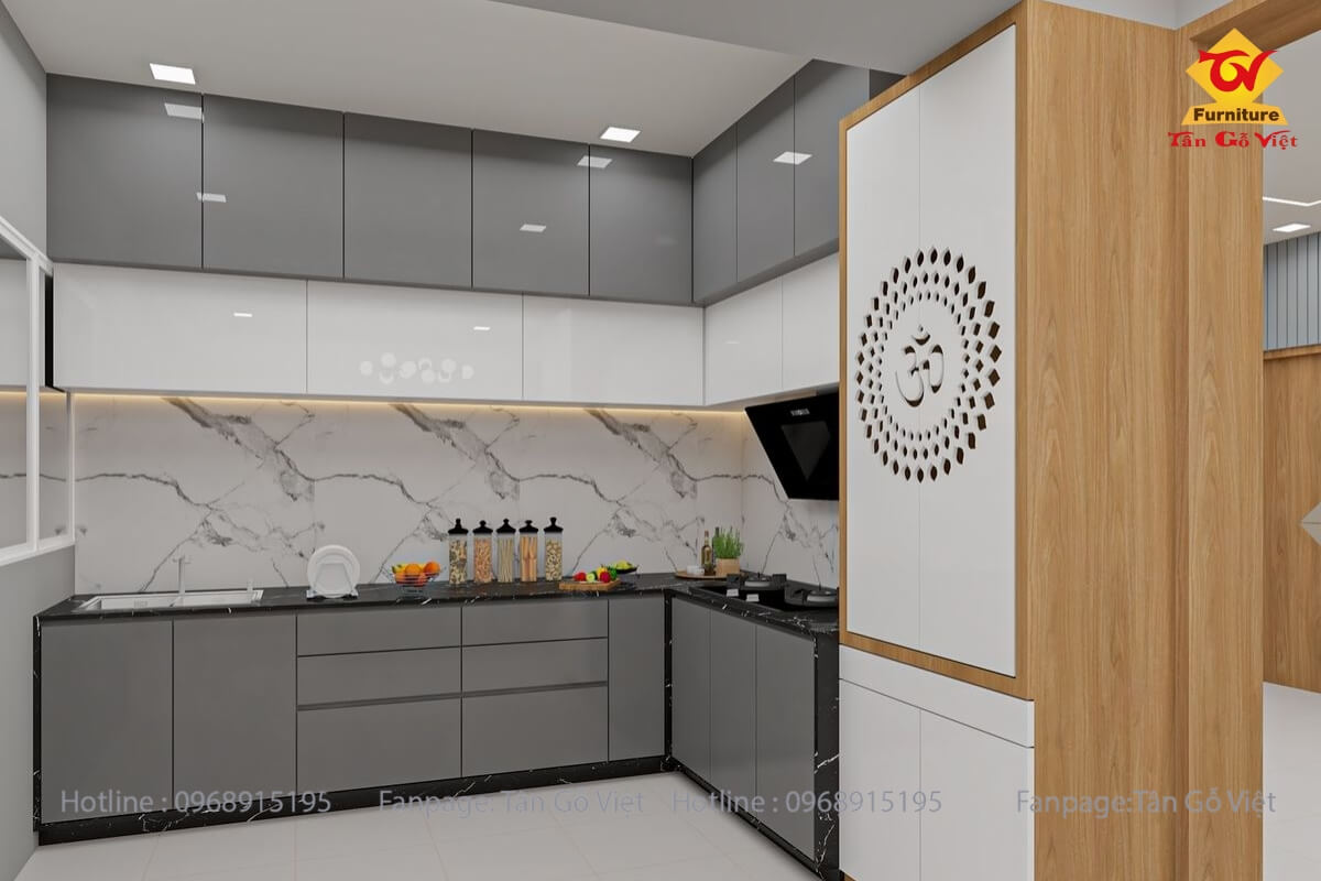 Phòng bếp chất liệu gỗ công nghiệp chuẩn CARB P2 – E0_E1